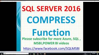 Compress in SQL Server | Sql data compress | sql tutorials