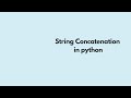 string Concatenation in Python