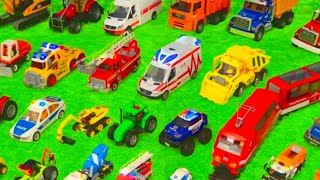 fire truck, tractor, excavator, police cars, cars, train, trains, ride on, toy vehicles, surprise,