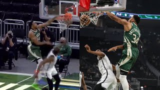 Giannis caught a lob and dunked it over Kevin Durant!💀