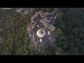 Aerial view high over Swayambhunath Stupa in Kathmandu