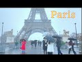 Paris, France 🇫🇷  Heavy snowfall in Paris, November 21, 2024. Paris Walk 4K HDR