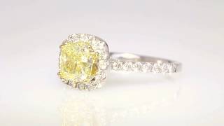 2.11CT Fancy Yellow Cushion Diamond Halo Engagement Ring GIA Cert/Appr $17K+ $6995