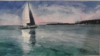 Sailboat on the Lake Balaton, Watercolour