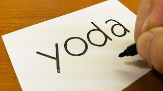 How to turn words YODA（Star Wars）into a Cartoon -  How to draw doodle art on paper