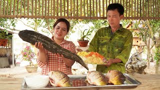 Harvest Fish in the Pond \u0026 Recipe for Delicious Grilled Fish | Happy Life of Father and Daughter