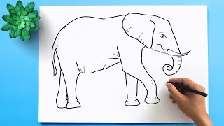 How to Draw an Elephant easy step by step 🐘