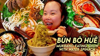 VIETNAMESE SPICY BEEF NOODLES (Bún Bò Huế) + WATER SPINACH MUKBANG 먹방 EATING SHOW! *OMG SO GOOD*