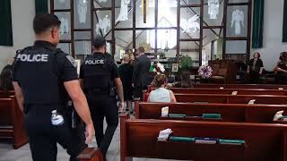 Cape Coral Police enter funeral of Rosemary Johnson - escort screaming woman out /w funeral director