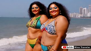 [4K] ai Indian lookbook, Indian women over 50, plus-size, saree model,Mumbai Market