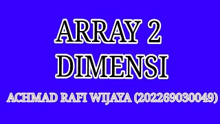 ARRAY 2 DIMENSI || TUTORIAL NETBEANS PEMULA