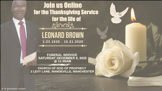 Thanksgiving Service for the life of Leonard Brown