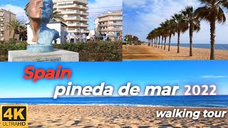 A walking Tour in Pineda de Mar, Maresme, Barcelona Spain..4K High Quality