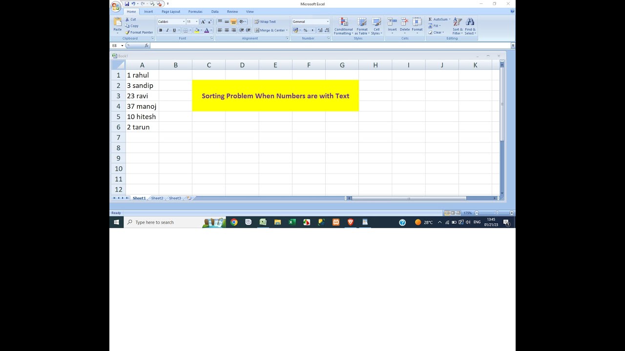 Excel Trick For Sorting Problem With Numbers As Text. Step By Step ...