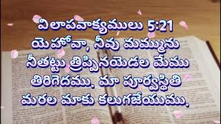 యెహోవా, నీవు మమ్మును నీతట్టు త్రిప్పినయెడల మేము తిరిగెదము. మా పూర్వస్థితి మరల మాకు కలుగజేయుము.