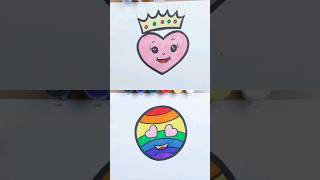 Lovely Heart \u0026 Emoji Drawing for kids, toddler | Heart \u0026 Emoji ❤️😍 #heart #emoji