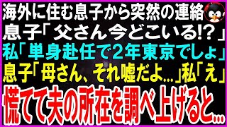 【スカッとする話】アメリカに住む息子から突然の連絡「父さん今どこにいる！？」私「単身赴任で２年間東京にいるよ」息子「母さん、それ嘘だよ」私「え」慌てて夫の所在を調べ上げると【修羅場】