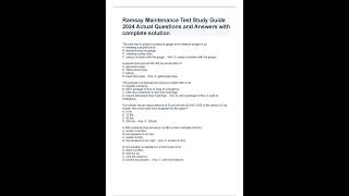 Ramsay Maintenance Test Study Guide 2024 Actual Questions and Answers with complete solution