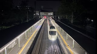 座間駅を発着する小田急3000形と通過するロマンスカーVSE