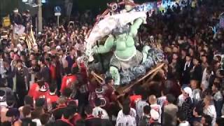 新潟市北区葛塚祭り2012 白新町VS中大口 下他門VS中大口 灯籠押し合い Niigata City Kita-ku kuzuzuka Festival 2012 Japanese culture