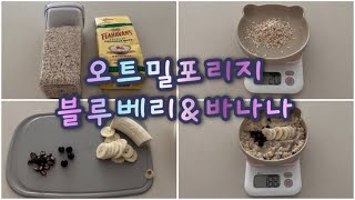 후기이유식ㅣ이유식 세끼 시작ㅣ오트밀포리지 레시피ㅣ오트밀포리지 이유식ㅣ블루베리 바나나