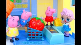 LOL Surprise Dolls and Peppa LITTLE GROCERY STORE | itsplaytime612
