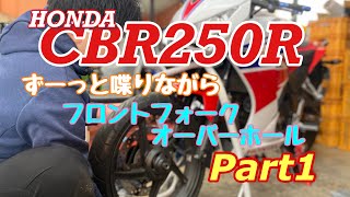 【バイクショップ南くるめ】HONDA  CBR250Rのフロントフォークをまったり喋りながらオーバーホール！Part１