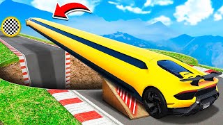 CAN THE LONGEST LAMBO LIMO FLY OVER A HUGE HOLE IN GTA 5? EXPERIMENT IN GTA 5!