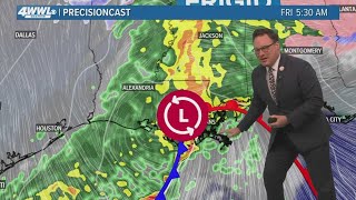 New Orleans Weather: Heavy rain at times to begin the day Friday