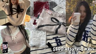 [UNBOXING] $200 YesStyle Clothing Try-On Haul 🎧📓 acubi, coquette, pinterest worthy