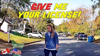 KAREN REALLY THINKS SHE'S A COP AND BLOCKS DRIVER