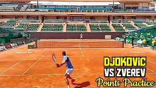 Djokovic vs Zverev Court Level Points Practice at Monte Carlo Masters 2023