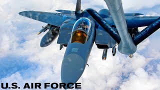 米空軍。中東で燃料補給中の F-15E Strike Eagle 戦闘機。