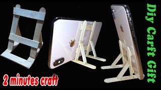 Easy Mobile Phone stand make in 2 minutes |Popsicle stick crafts| phone stand by diy carft gift