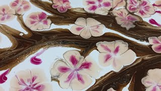 Cherry Blossom Acrylic Pour Painting | Contemporary Art | Fluid Art