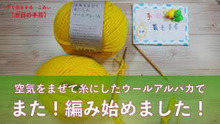 空気をまぜて糸にしたウールアルパカでまた！編み始めました！【本日の手芸】today's handicraft