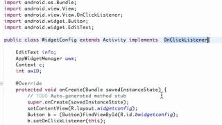 Android Application Development Tutorial 165 Setting up Widget Configuration Class