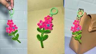 Flower🌼Keychain Wth Pipe Cleaner - Fuzzy Wire Craft Easy