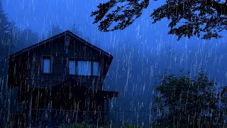 Rain Sound for Deep Sleep - Super Heavy Rain, Strong Wind, and Powerful Thunder on the Roof At Night