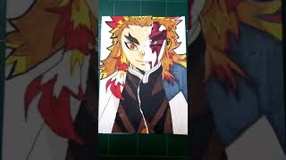 Drawing Rengoku but in 2 different anime styles (kimetsu no yaiba) #shorts