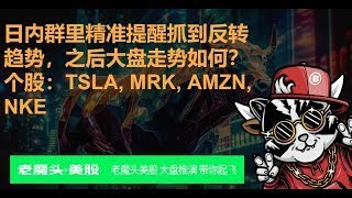 日内群里精准提醒抓到反转趋势，之后大盘走势如何？个股：TSLA, MRK, AMZN,NKE #美股  #特斯拉  #英伟达