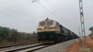 Goods train hauled by diesel loco kazipet Wdg 4 d near housing board colony railway station