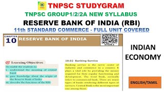 RESERVE BANK OF INDIA (RBI) - INDIAN ECONOMY/TNPSC-GROUP 1/2/2A-NEW SYLLABUS