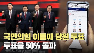 국민의힘 이틀째 당원 투표…투표율 50% 돌파 / 연합뉴스TV (YonhapnewsTV)