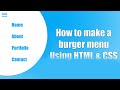 How to make a Burger Menu using HTML & CSS
