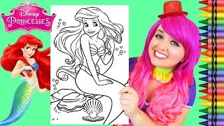 Coloring Ariel The Little Mermaid GIANT Disney Coloring Page Crayola Crayons | KiMMi THE CLOWN