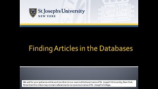 SJC Libraries Finding Articles in the Databases