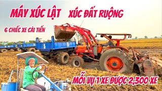 Máy cày chế xúc lật xúc đất ruộng lên 6 xe cải tiến bánh hơi siêu nhanh