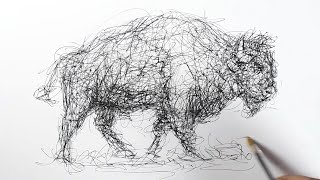 How To Draw A Bison Awesome Pen Ink Drawing Videos For Kids