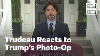 Trudeau's Reaction on Trump Clearing Out Protestors For a Photo-Op #Shorts